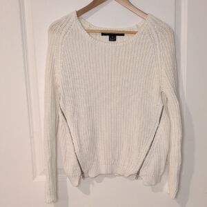 French Connection Cream Sweater with Zipper Details